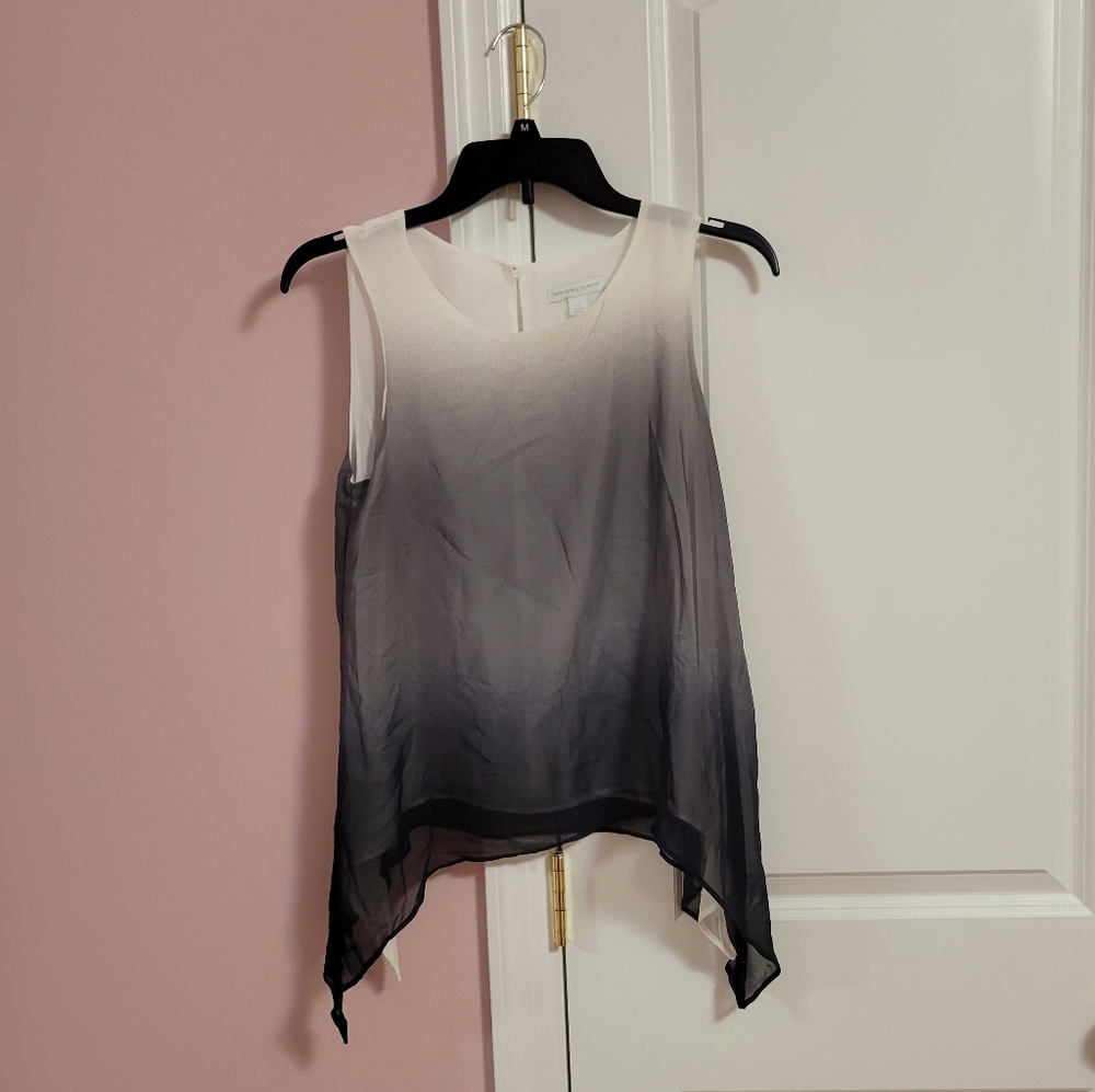 Womens New York & Company Ombre Asymmetric Sleeveless Blouse Top- XS- Cocktail